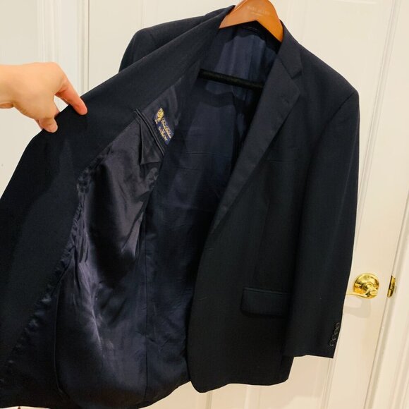 MILANO SAXXON 1818 Brooks Brothers Men's Dark Navy Blue Striped Suit 44R $1,395 - Picture 8 of 16